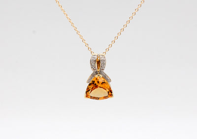 Estate 14KY 7.0 Ct Citrine and Diamond Pendant, .03 Cttw