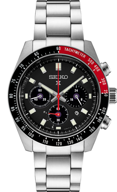 Gts Seiko Prospex Speedtimer solar chrono black dial black and red bez