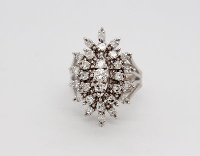 Estate 14KW 1.01 Cttw Diamond Cluster Ring H in Color and SI2 in Clari