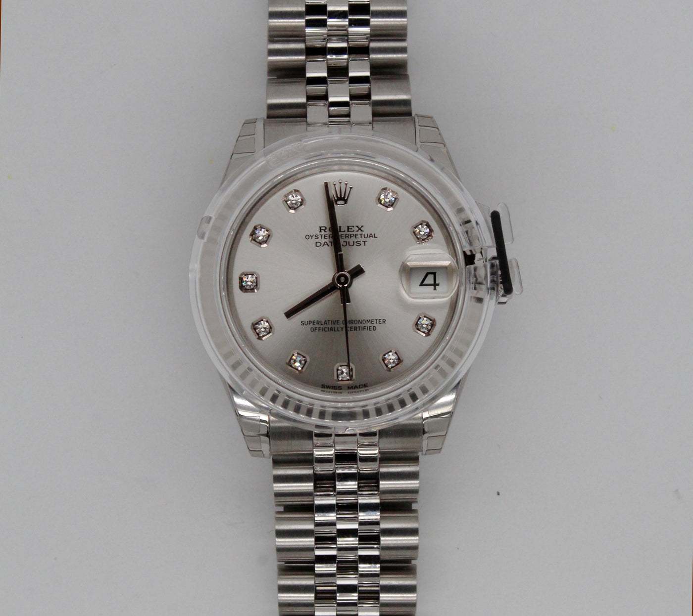 Ladies Mid Size Steel Rolex Oyster Perpetual DateJust with Fluted Beze