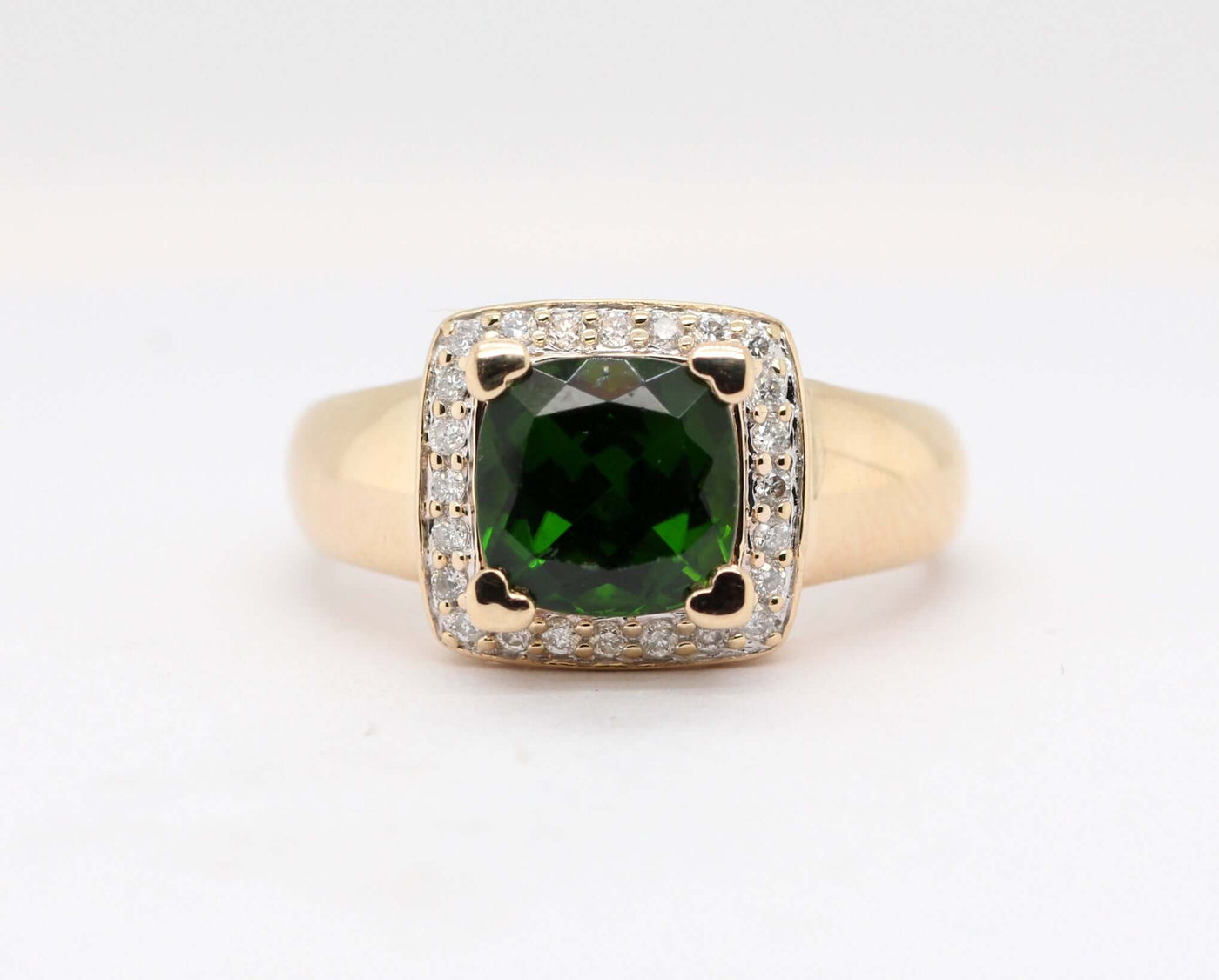14KY 2.05 CTTW GREEN TOURMALINE AND DIAMOND RING, .20 CTTW G-I1