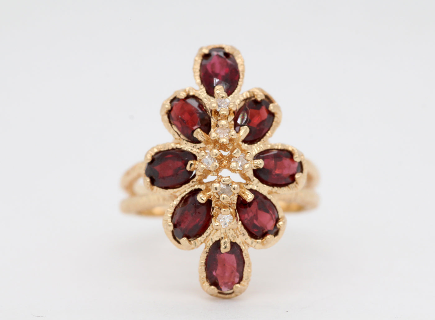 Estate 14KY 3.10 Cttw Garnet and Diamond Ring