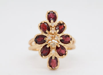 Estate 14KY 3.10 Cttw Garnet and Diamond Ring