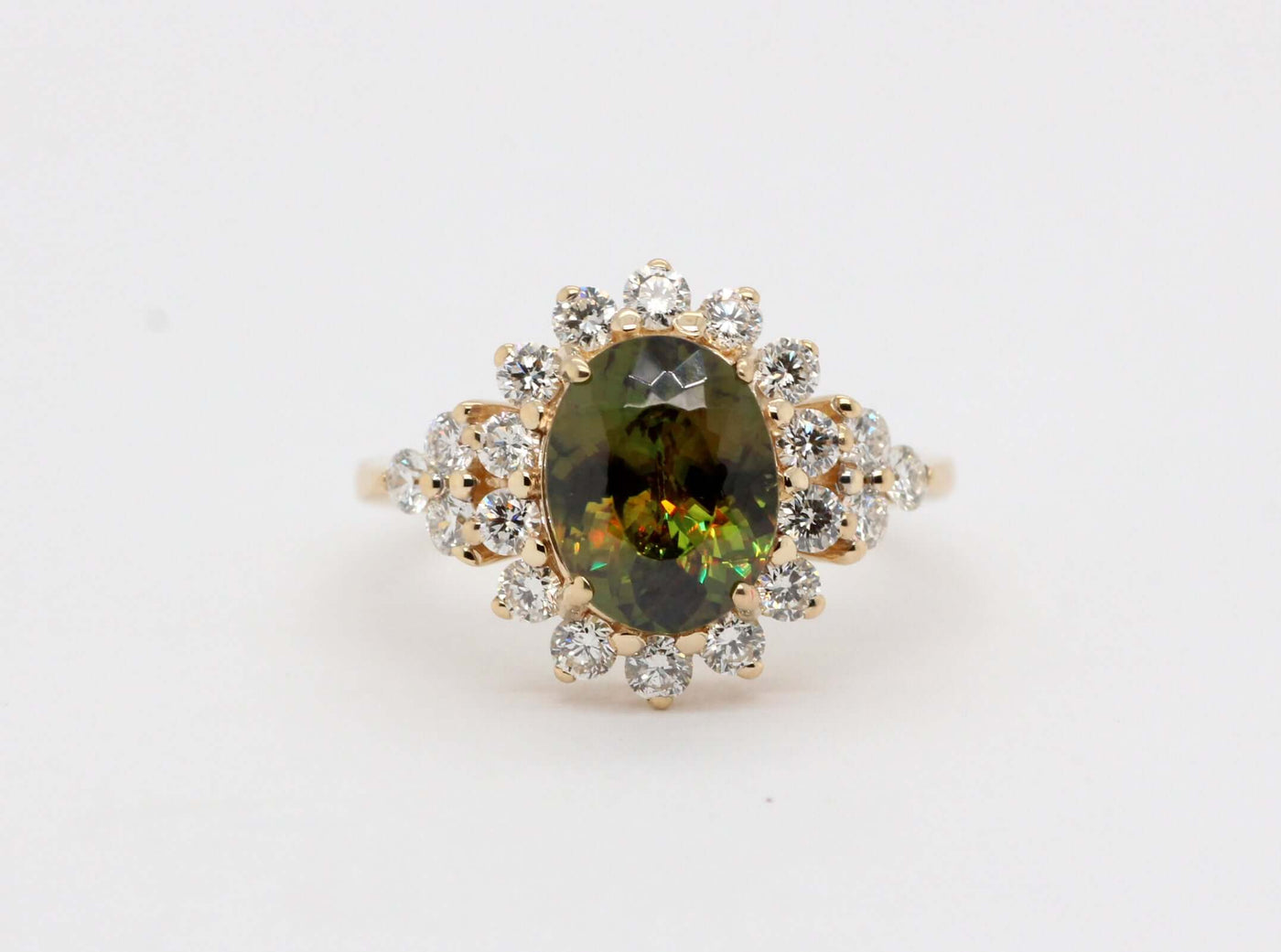 14ky 2.90 ct green zircon and diamond ring, .60 cttw g-si1 image