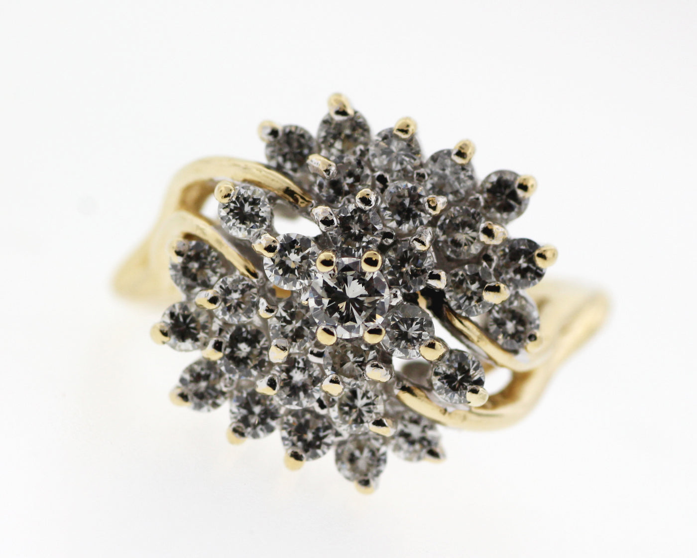 Estate 14KY 1.50 Cttw Diamond Cluster Ring