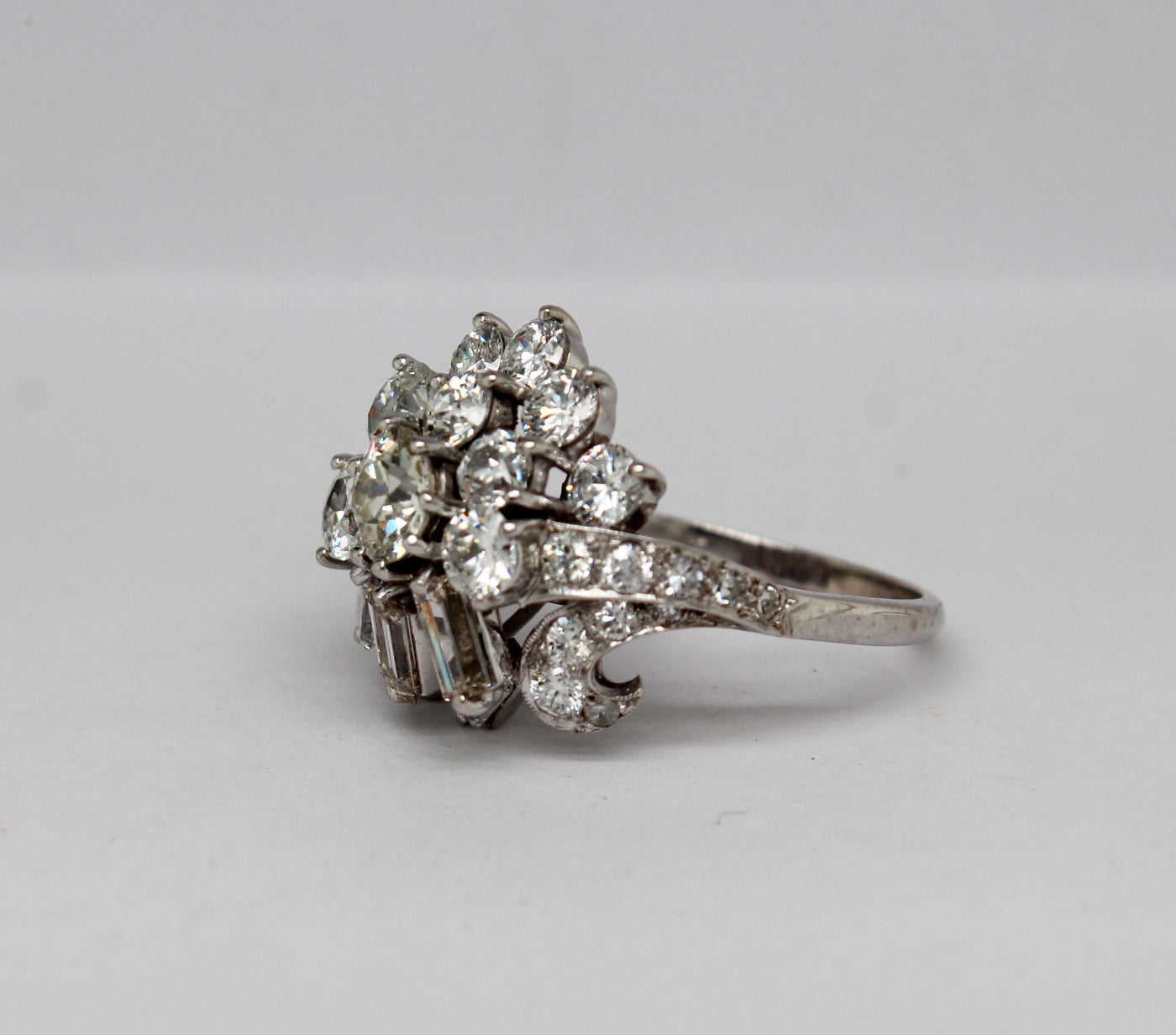 Estate Platinum 4.29 Cttw Diamond Ring H-I in Color and VS1 in Clarity