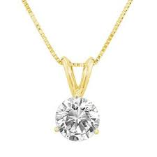 14KY 1.02 CT ROUND DIAMOND SOLITAIRE PENDANT I-VS2 N75