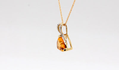 Estate 14KY 7.0 Ct Citrine and Diamond Pendant, .03 Cttw