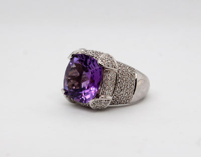 Estate 14KW 13.00 Ct Amethyst and 1.65 Cttw Diamond Ring  I in Color a