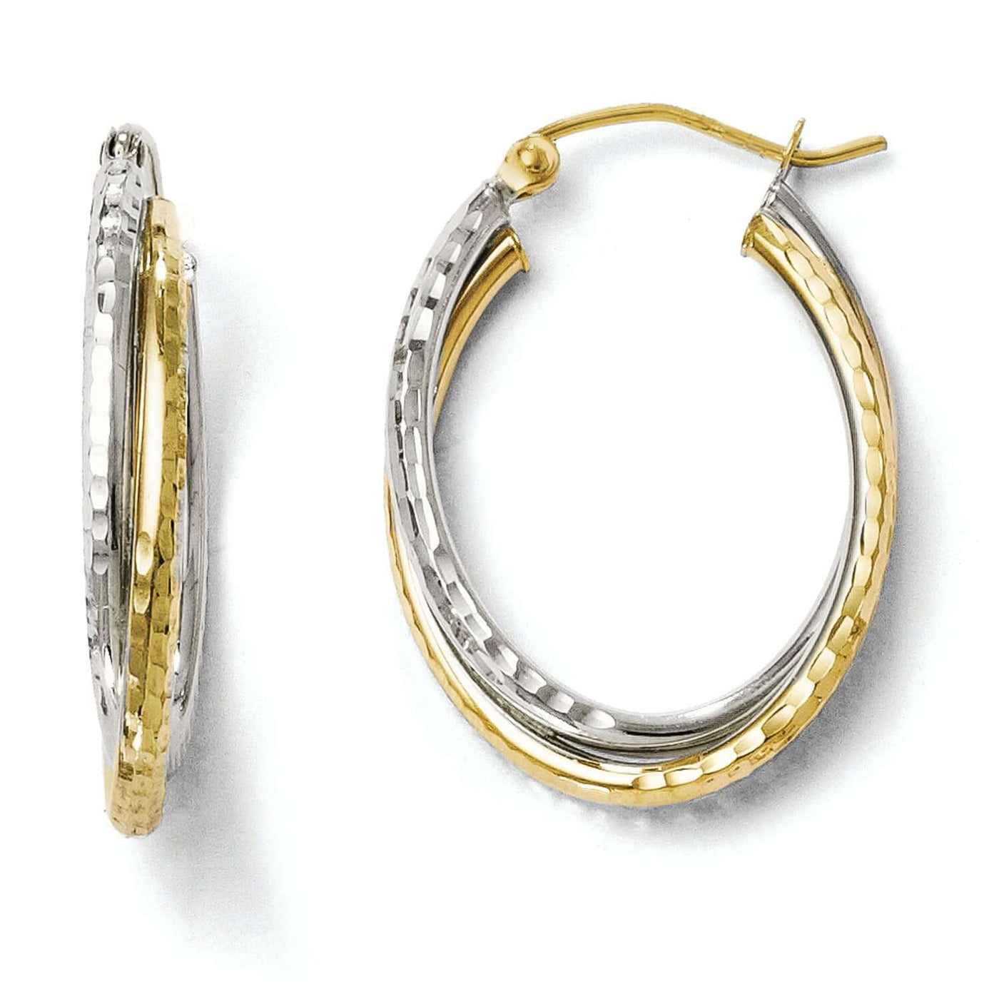 10KTT TEXTURED HINGED HOOP EARRINGS TA85 image