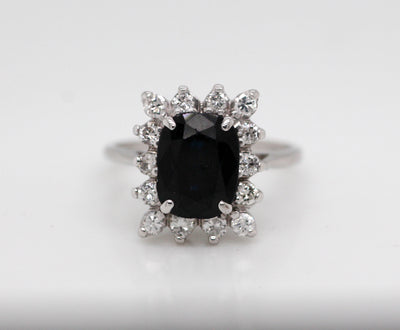 14KW 2.55 CT SAPPHIRE AND DIAMOND RING .49 CTTW DIAMOND RING HI-SI2