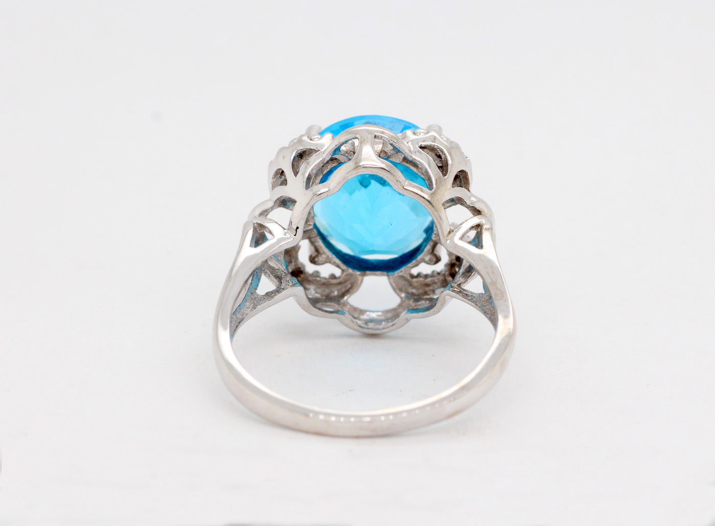 Estate 10KW 6.00 Ct Blue Topaz and Diamond Ring