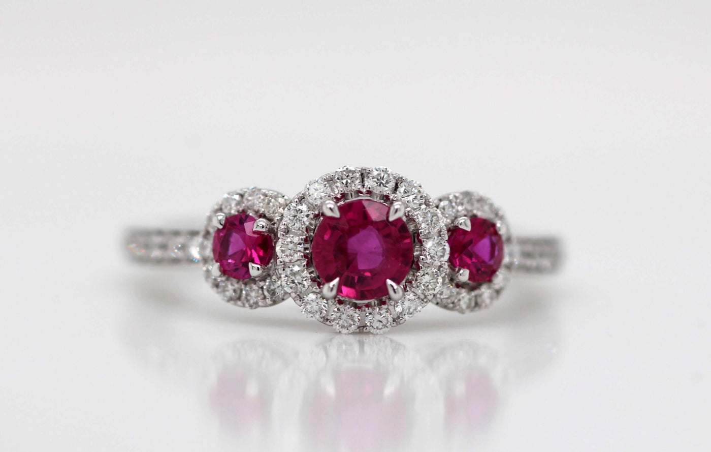 14KW .98CTTW RUBY AND DIAMOND RING .38CTTW