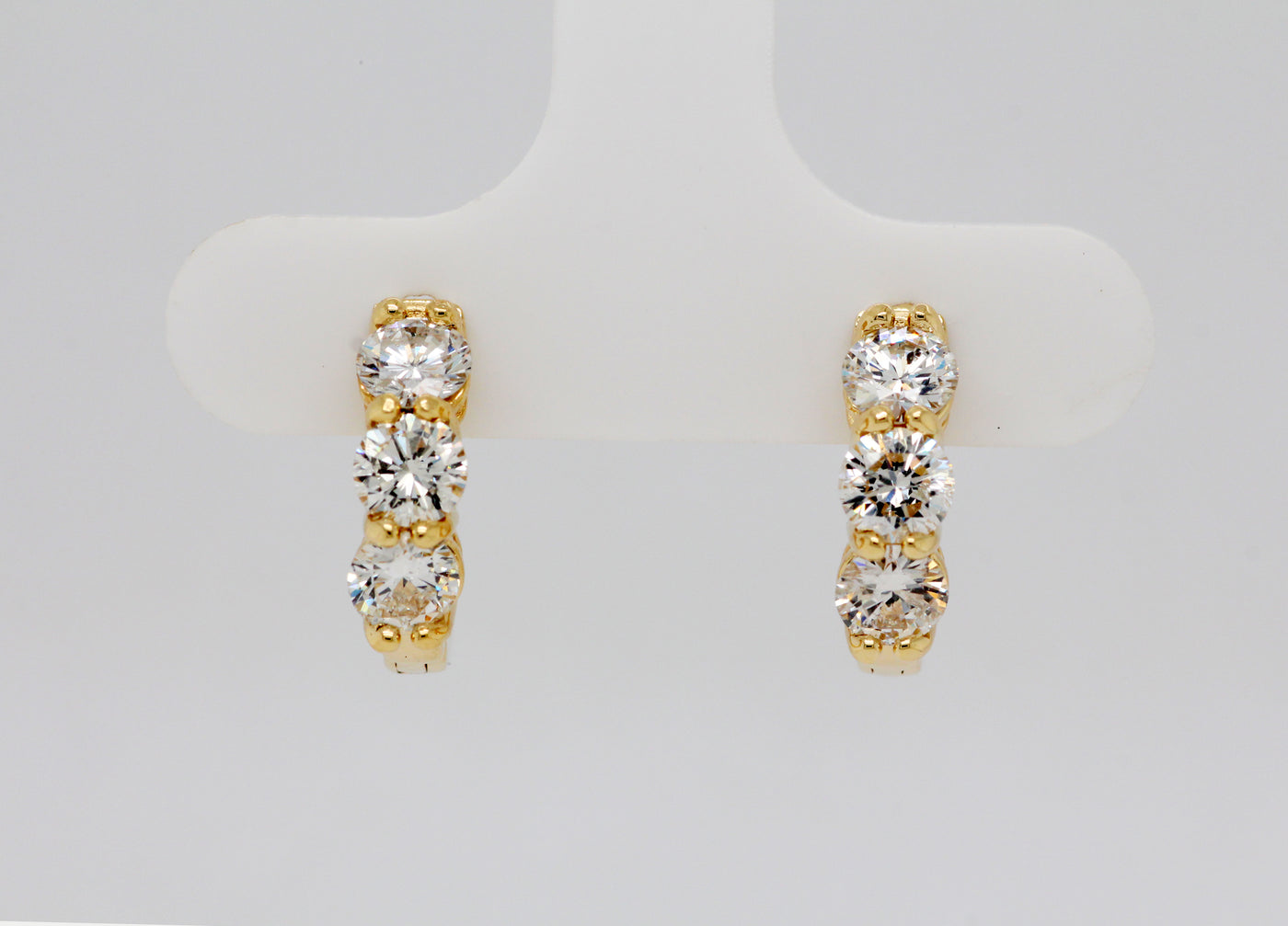 14KY 1.34 Cttw Diamond Small Hoop Earrings