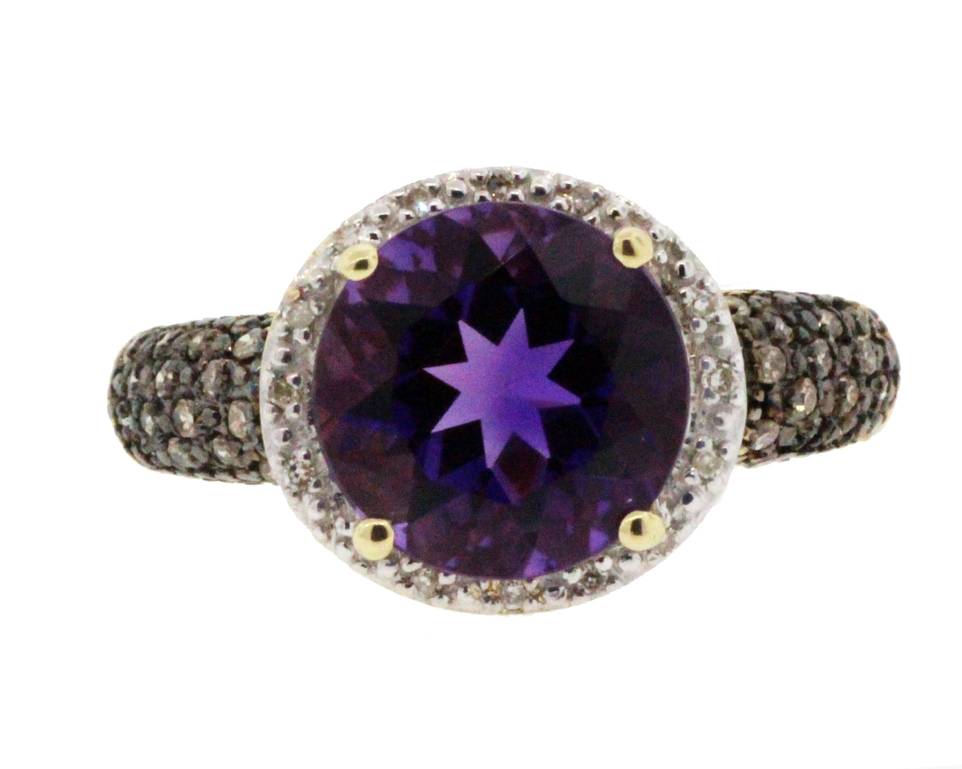 ESTATE 10KY AMETHYST AND DIAMOND RING .50CTTW