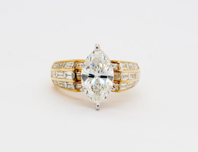 Estate 18KY 4.50 Cttw Diamond Engagement Ring