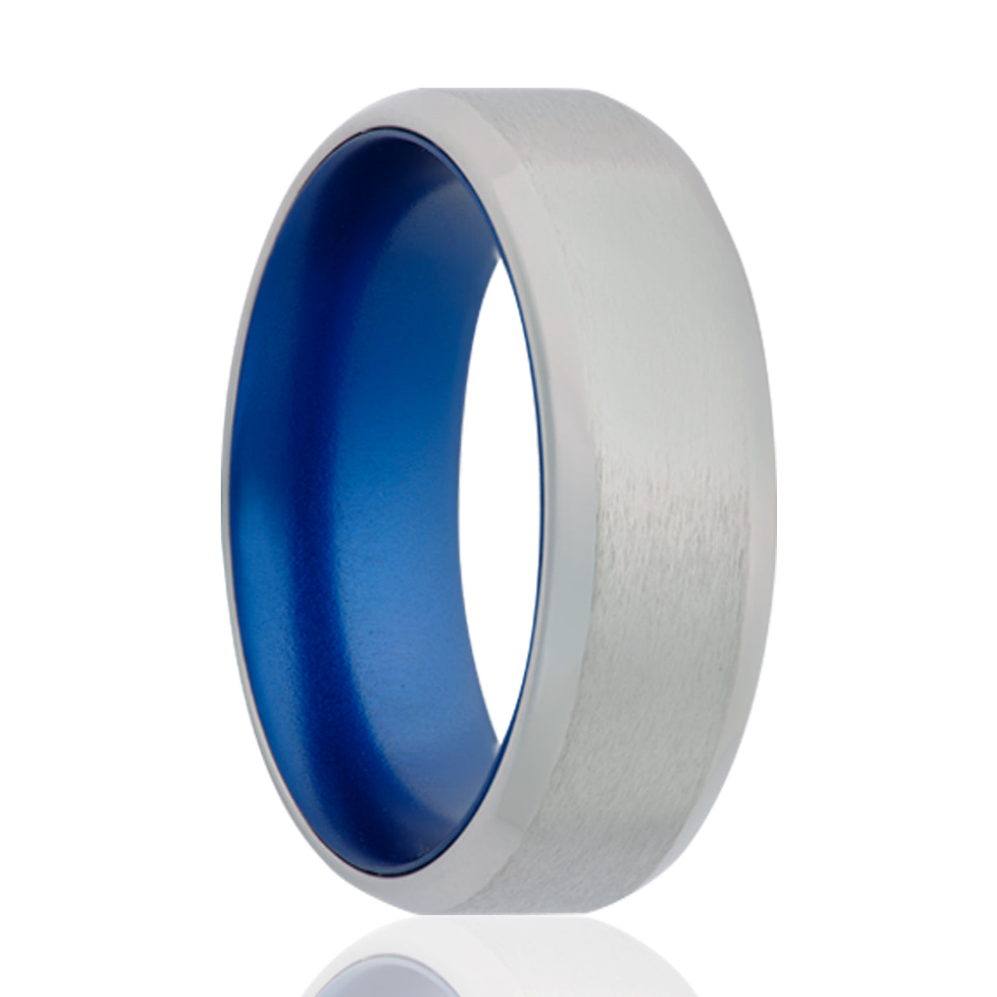7mm Cobalt satin finish beveled edge anodized sleeve ring