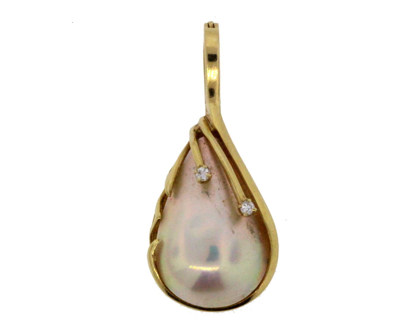 14KY PEARL AND DIAMOND PENDANT