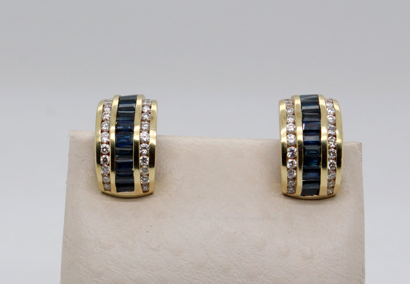 Estate 14KY 4.00 Cttw Sapphire and .75 Cttw Diamond Earrings H in Colo