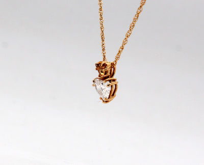Estate 14KY .89 Cttw Heart Shaped Diamond Pendant I in Color and VS2 i
