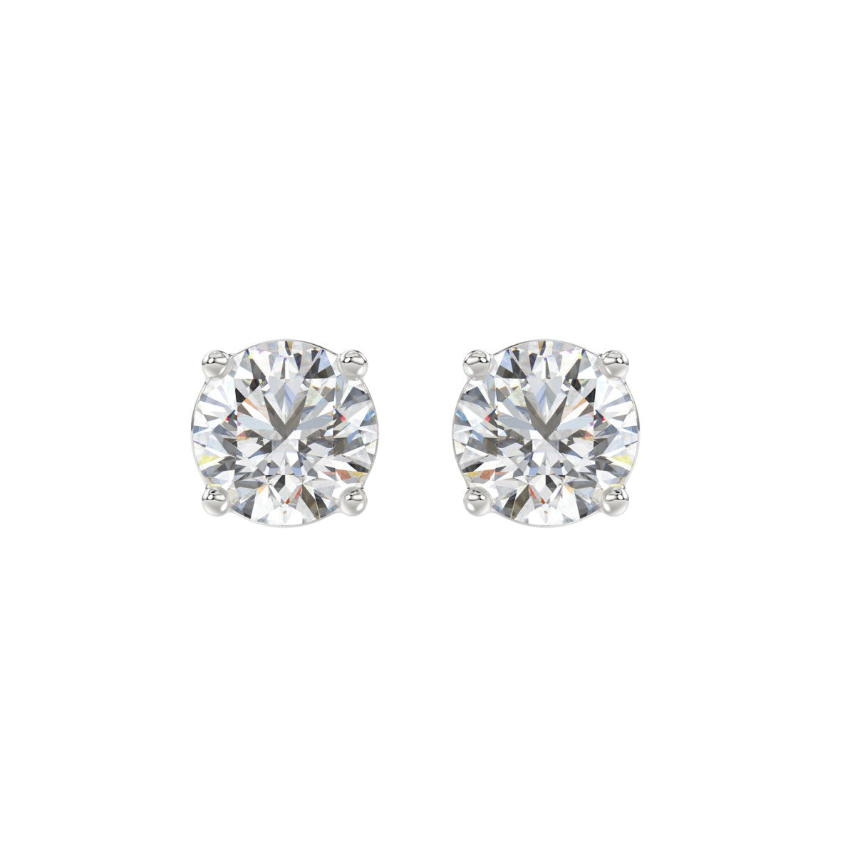 14KW 3.00 Cttw Lab Grown Round Brilliant Diamond Solitaire Earrings