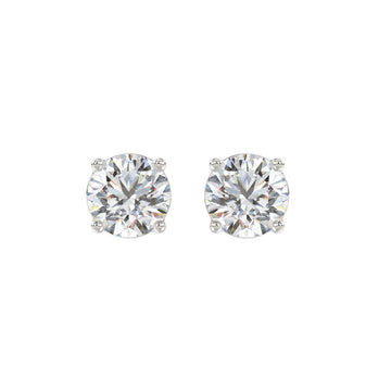 14KW 3.00 Cttw Lab Grown Round Brilliant Diamond Solitaire Earrings