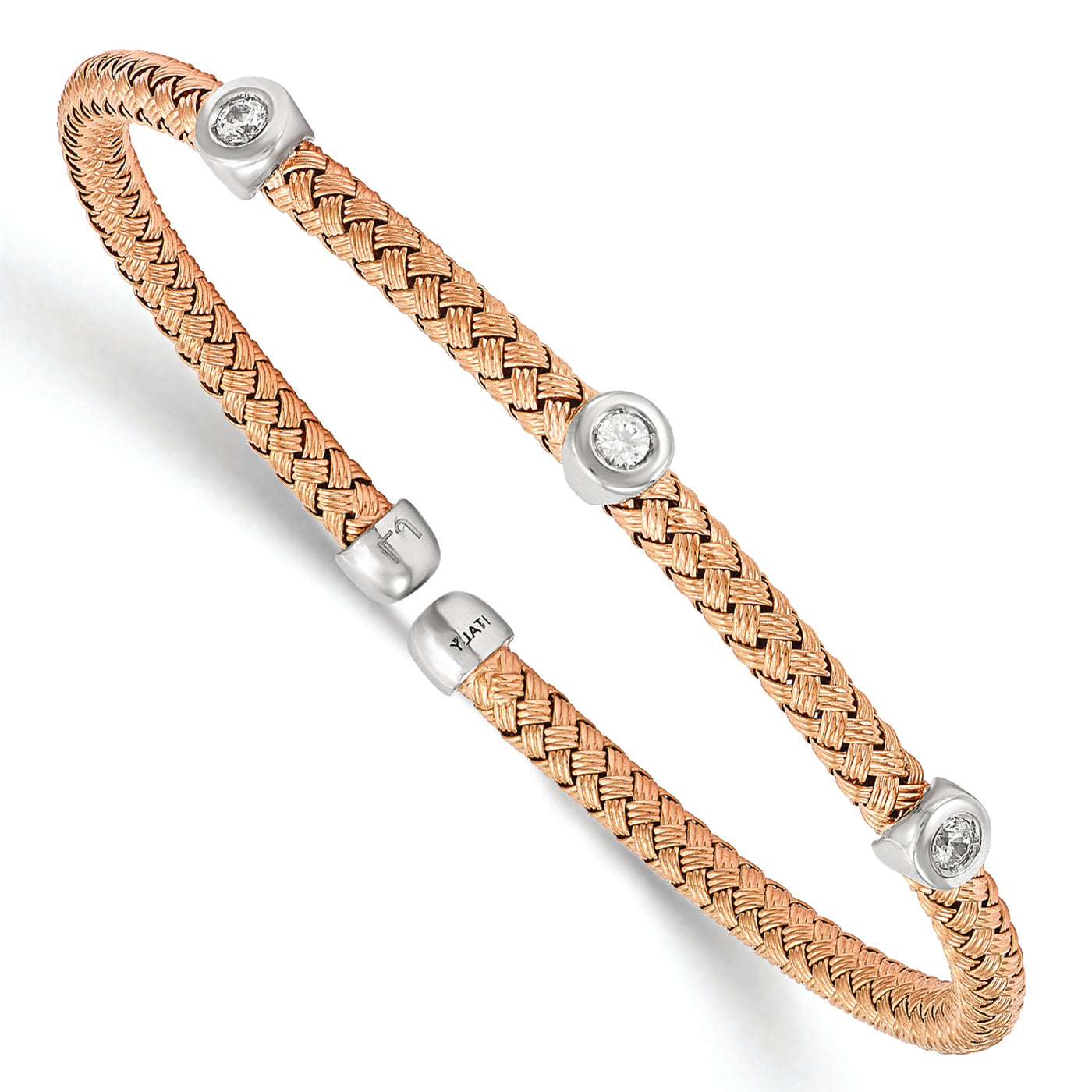 SS 7" GOLD TONE CZ WOVEN BRACELET
QLF560