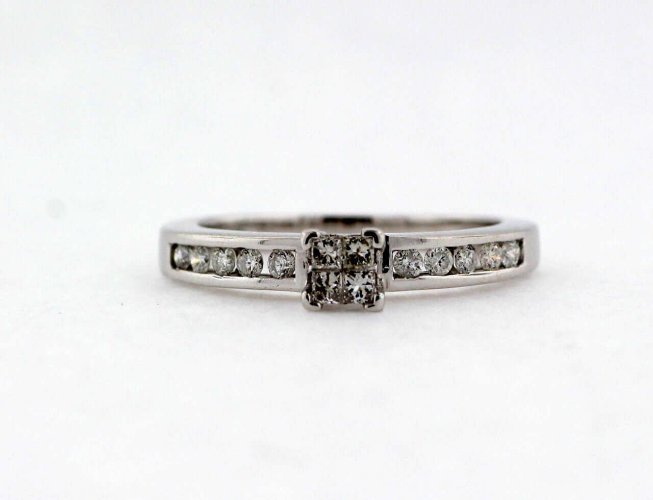 14KW .26 Cttw Diamond Engagement Ring Quad Center