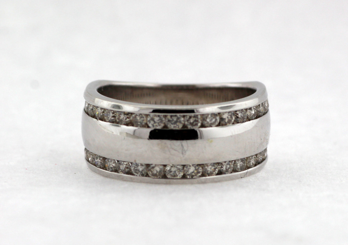 14KW 1.01 CTTW DIAMOND DOUBLE ROW WIDE WEDDING BAND IJ-SI2