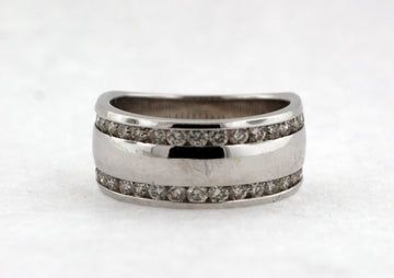 14KW 1.01 CTTW DIAMOND DOUBLE ROW WIDE WEDDING BAND IJ-SI2