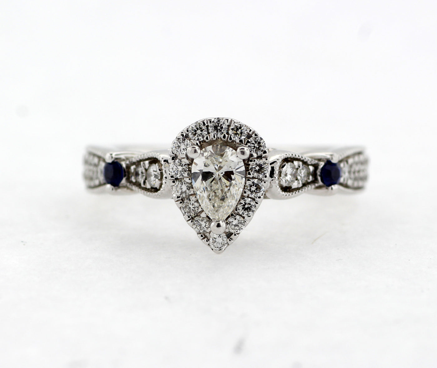 14KW .75 Cttw Diamond And Sapphire Wedding Set