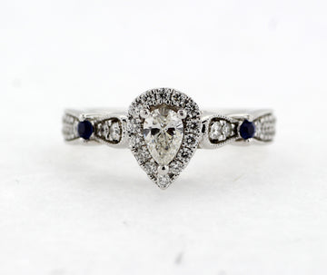 14KW .75 Cttw Diamond And Sapphire Wedding Set