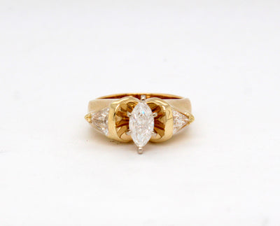 Estate 14KY 1.15 Cttw Diamond 3 Stone Ring