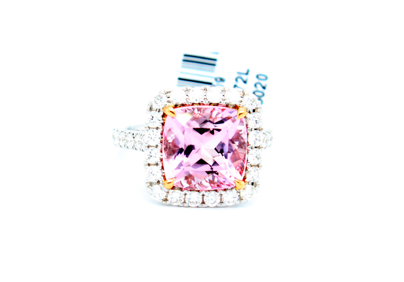 18K Two Tone Gold 4.49 Ct Morganite and Diamond Ring