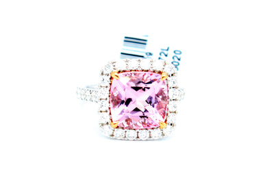 18KTT 4.49 Ct Morganite and Diamond Ring with .96 Cttw in Diamonds image