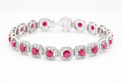 14KW 8.96 CTTW Ruby and Diamond Bracelet, I-SI2 image