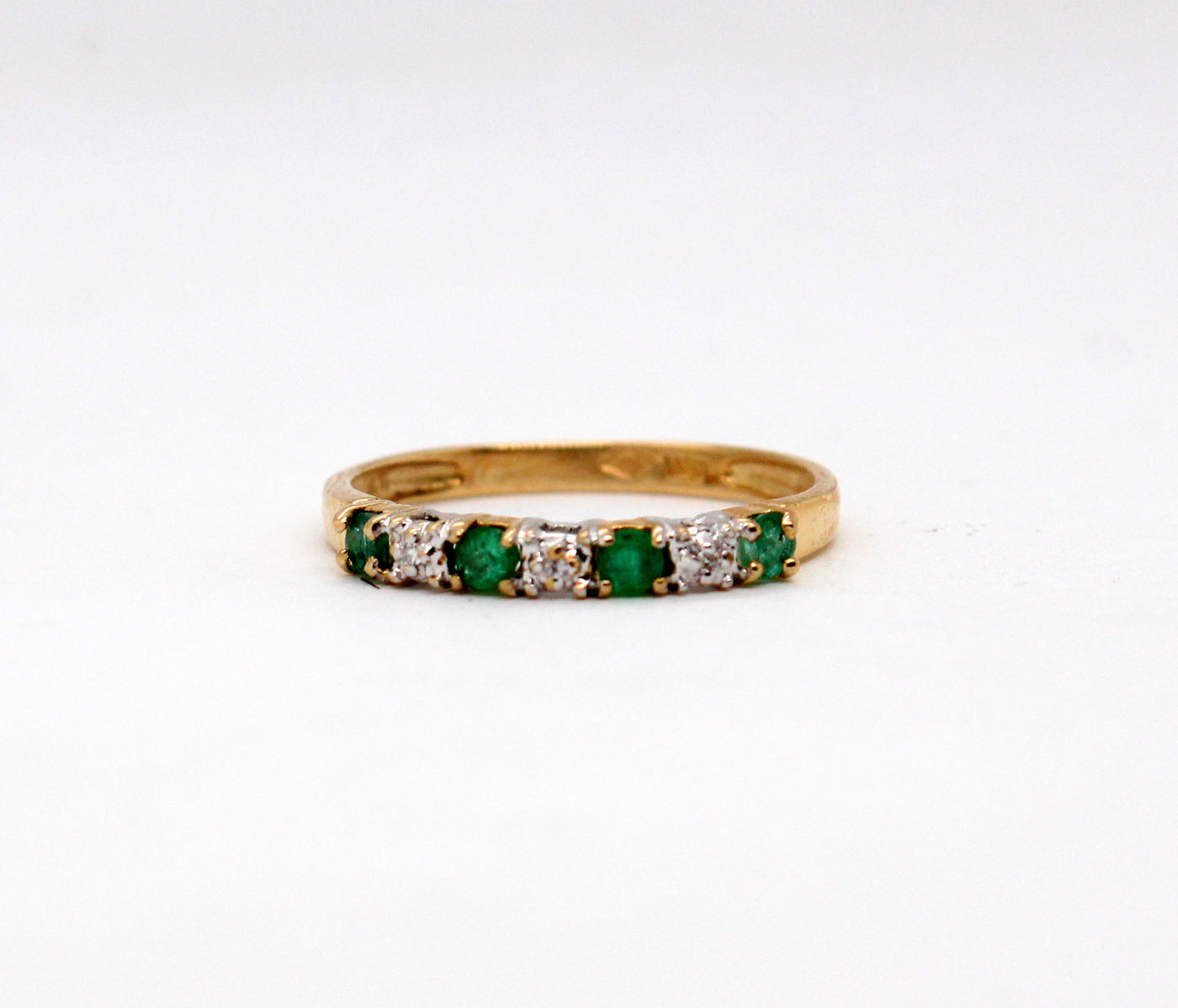 Estate 14KY .15 Cttw Emerald and .02 Cttw Diamond Ring