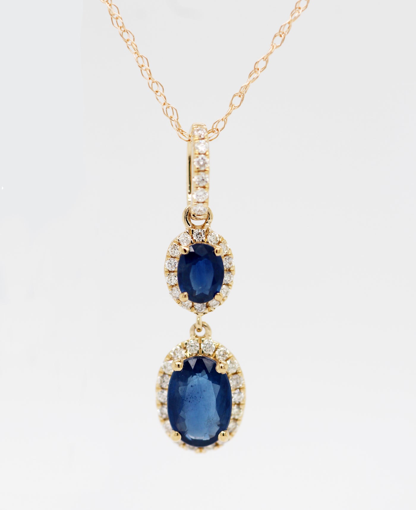 14KY .39 Cttw Sapphire and Diamond Pendant
