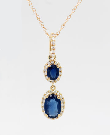 14KY .39 Cttw Sapphire and Diamond Pendant