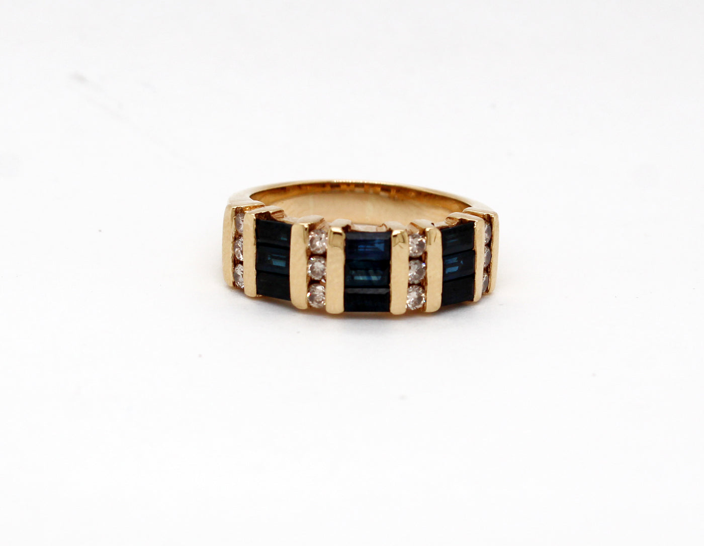 Estate 14KY .65 Cttw Sapphire and .25 Cttw Diamond Ring H in Color and