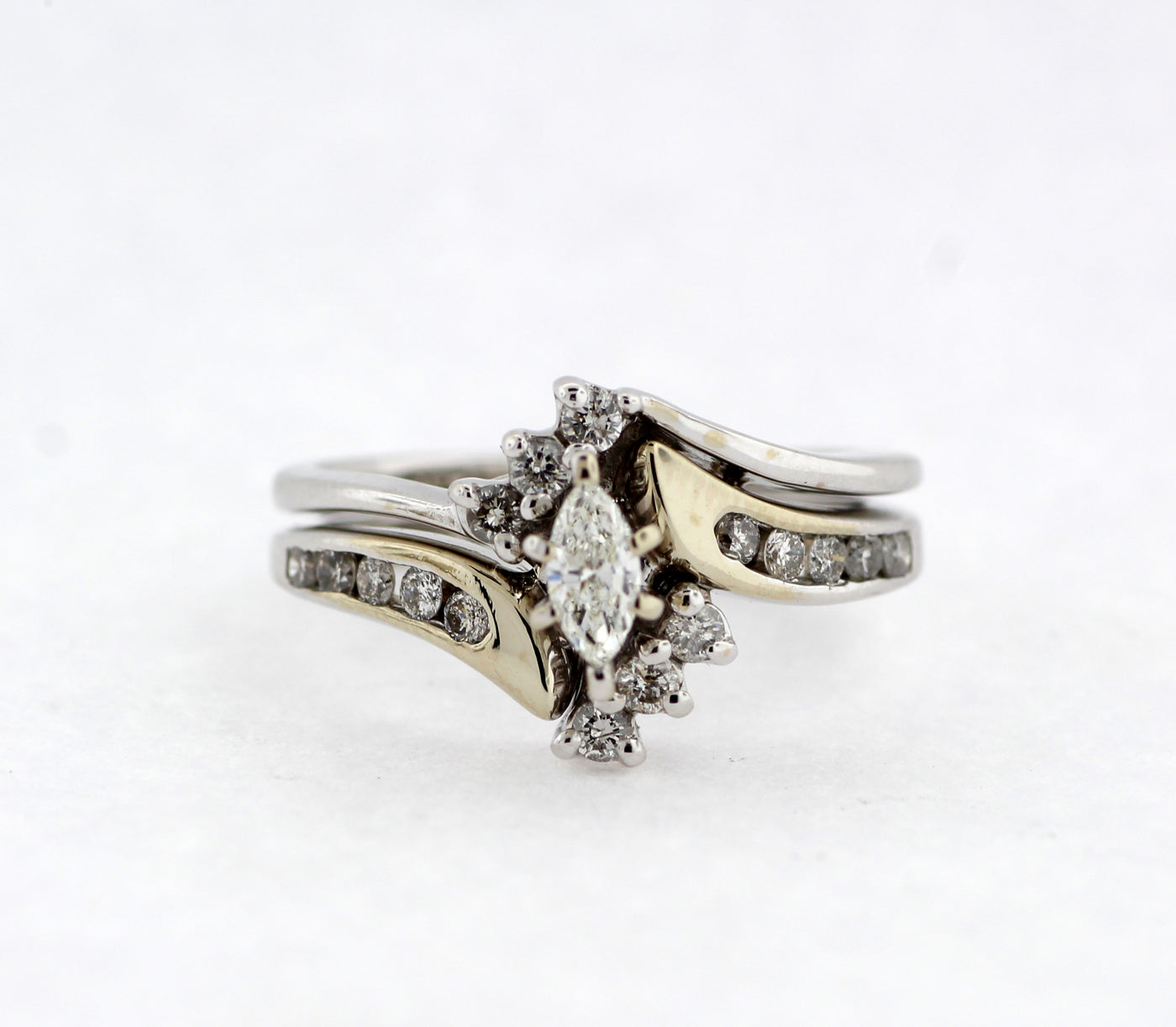 Estate 14KW .36 Cttw Diamond Marquise Wedding Set