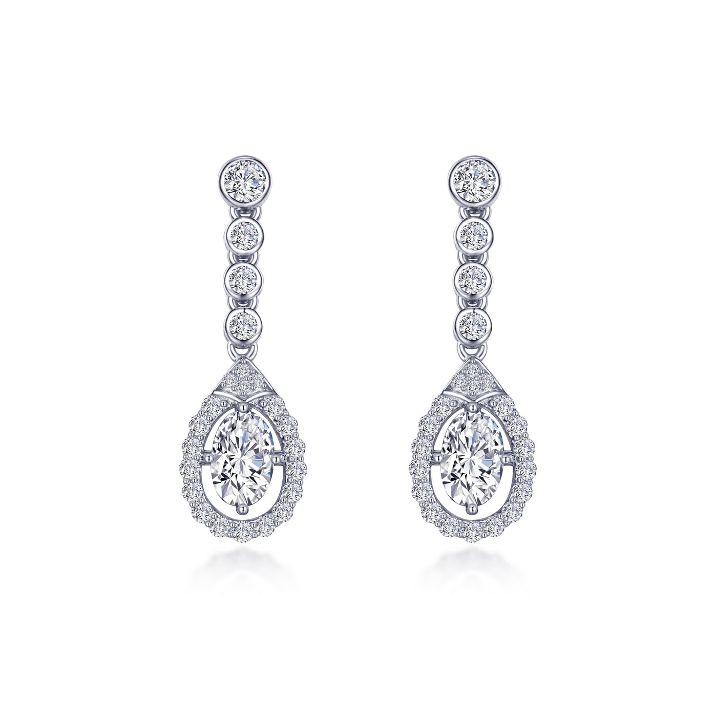 Oval Halo Drop Earrings