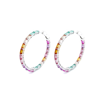 45 mm Fancy Lab-Grown Sapphire Hoop Earrings
