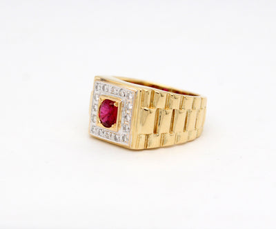 Estate 14KY .37 Ct Ruby and .12 Cttw Diamond Ring
