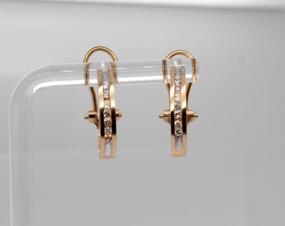 Estate 14KY .25 Cttw Diamond Hoop Earrings