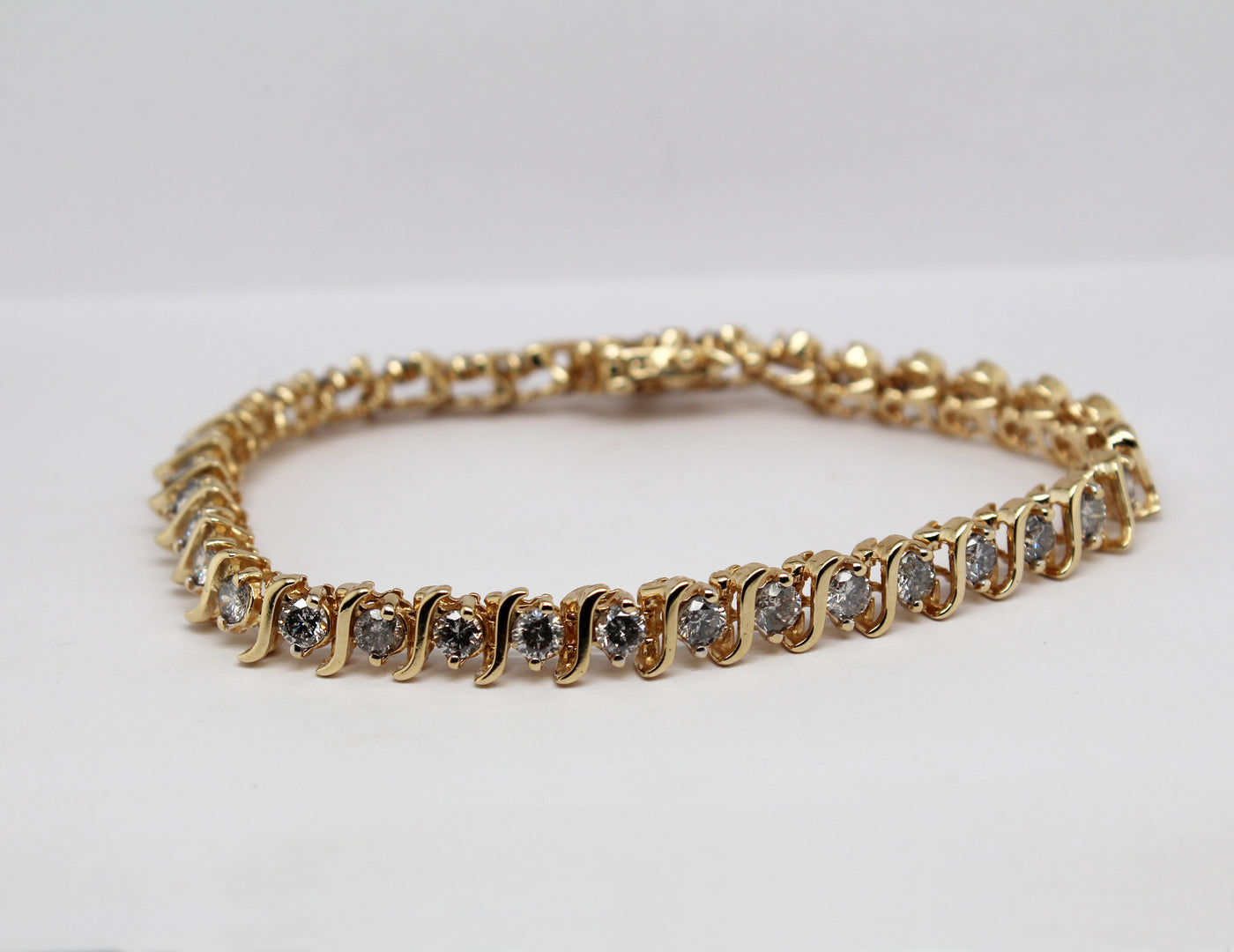 Estate 14KY 5.00 Cttw Diamond S Link Bracelet