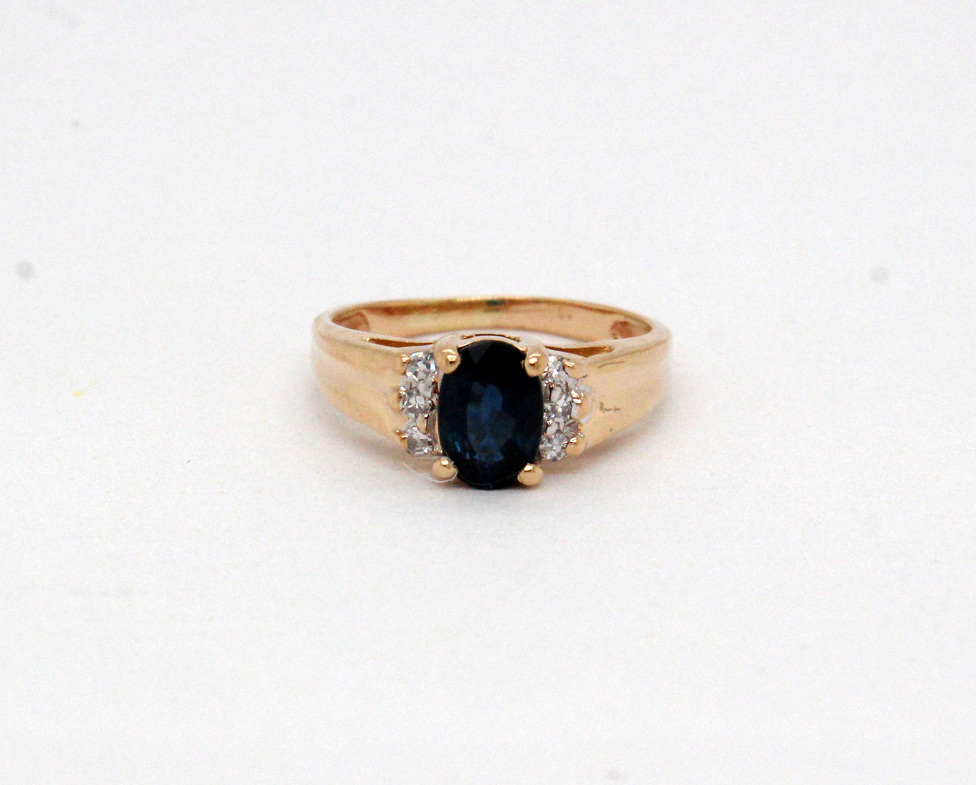 Estate 14KY .60 Ct Sapphire and .05 Cttw Diamond Ring H in Color and S