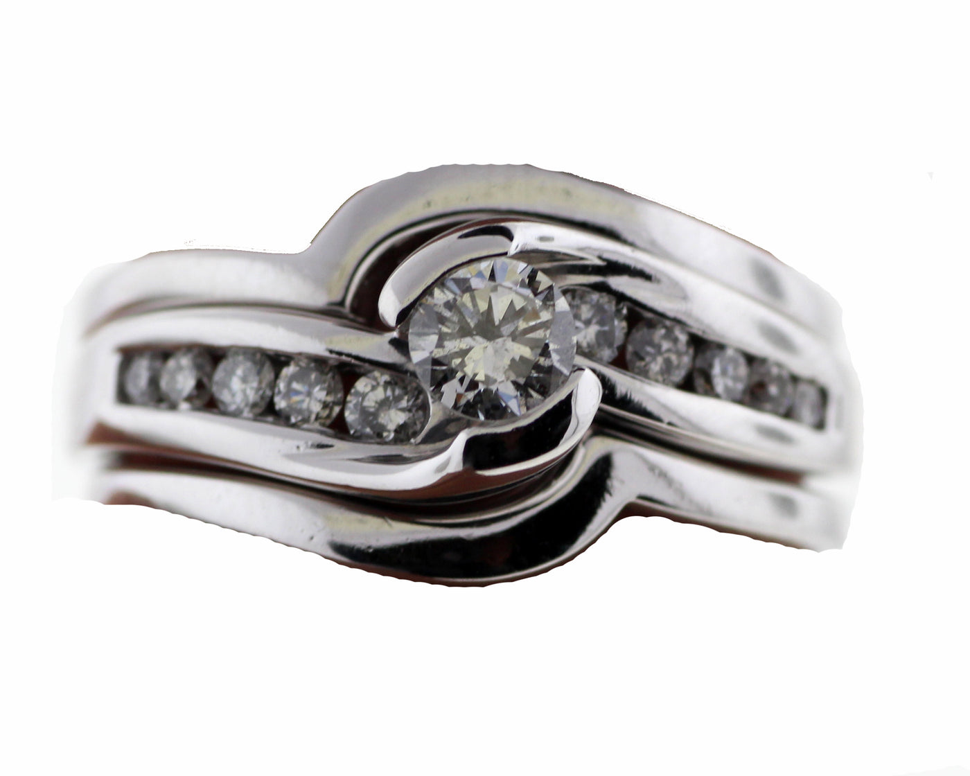 14KW .58CTTW 3 PIECE BRIDAL SET .28CT ROUND DIAMOND
