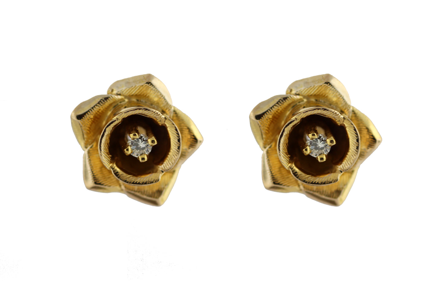 ESTATE 14KY .16 CTTW FLOWER DESIGN DIAMOND EARSTUDS J-SI1