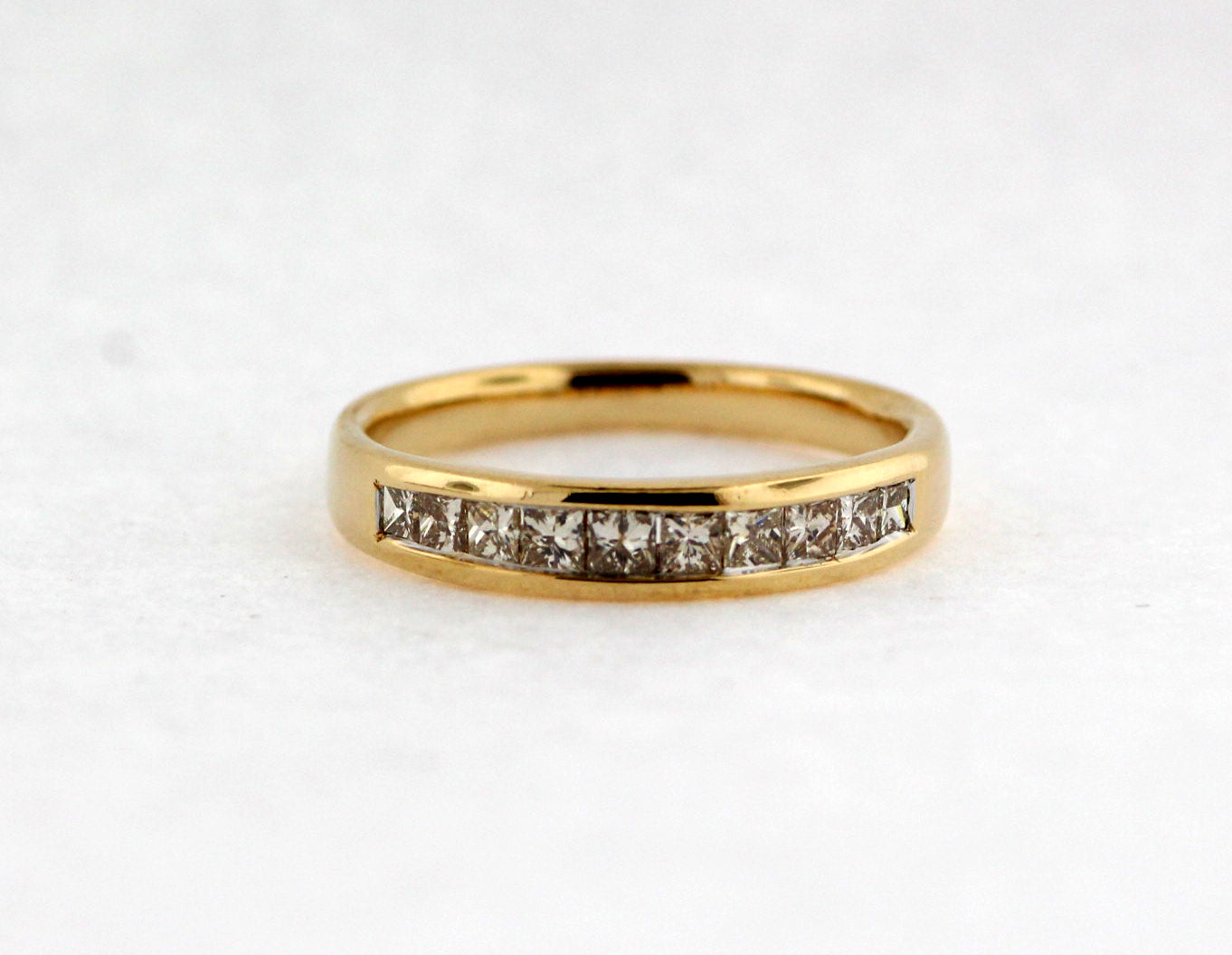 14KY .75 CTTW DIAMOND PRINCESS CUT CHANNEL SET BAND J-SI1